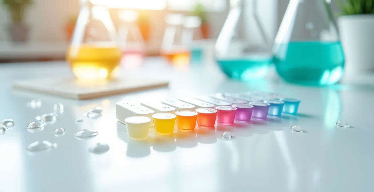 Mikroskopische Darstellung der Haarschuppenschicht bei verschiedenen pH-Werten, die zeigt, wie eine glatte Schicht bei saurem pH-Wert im Gegensatz zu einer aufgerauten Schicht bei alkalischem pH-Wert steht.