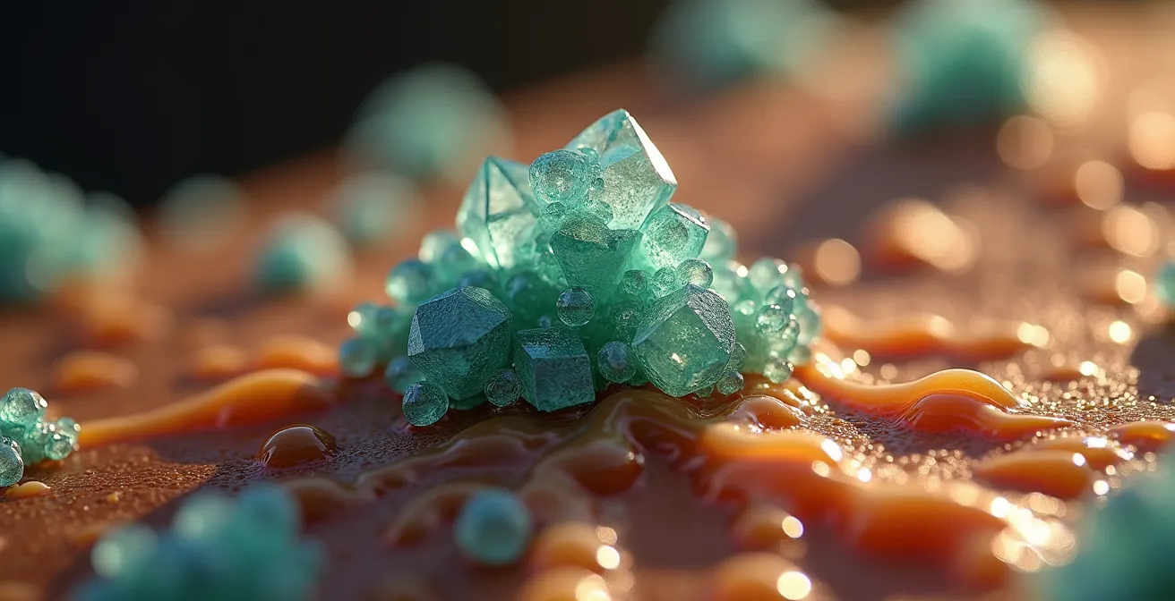 Makroaufnahme von Wirkstoff-Molekülen auf der Kopfhaut