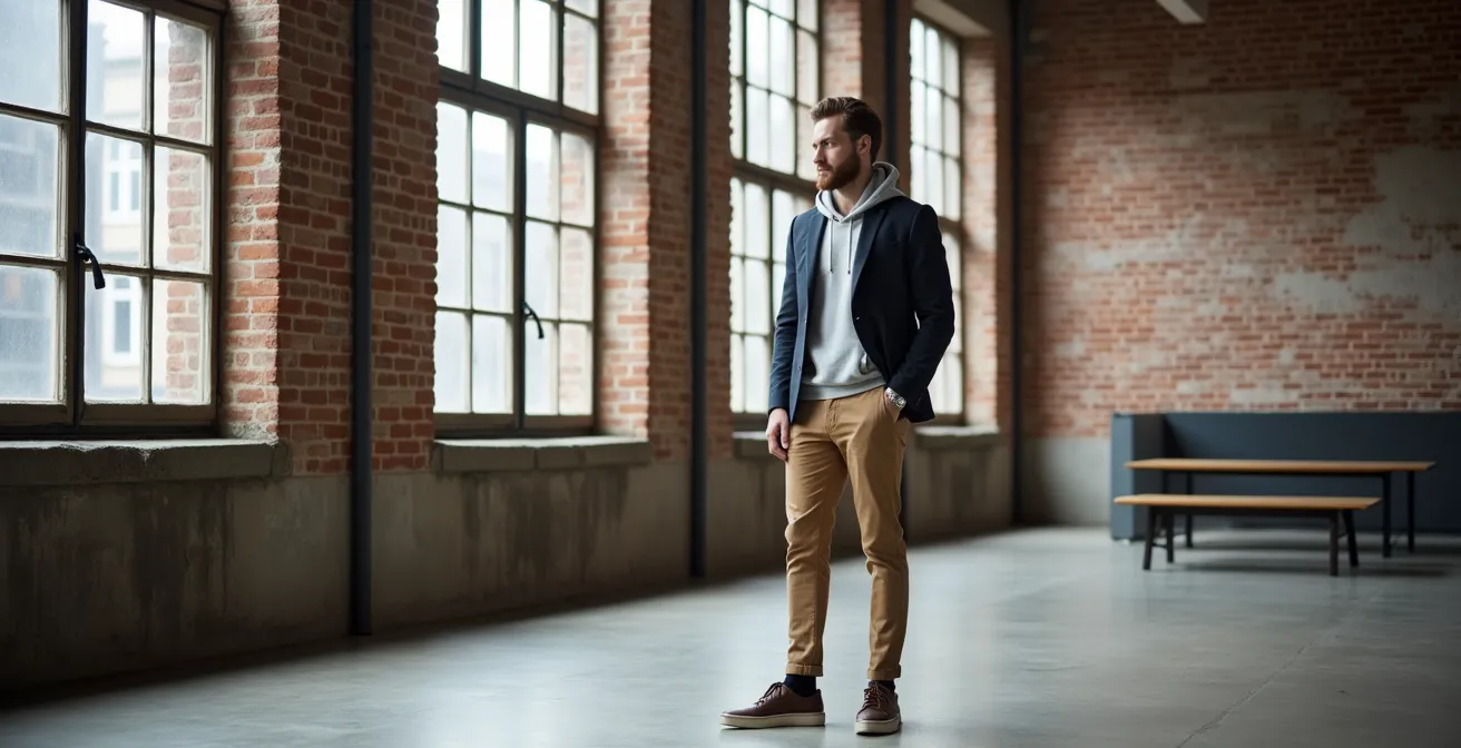 Moderner Berliner Gentleman in einem Tech-Startup-Büro