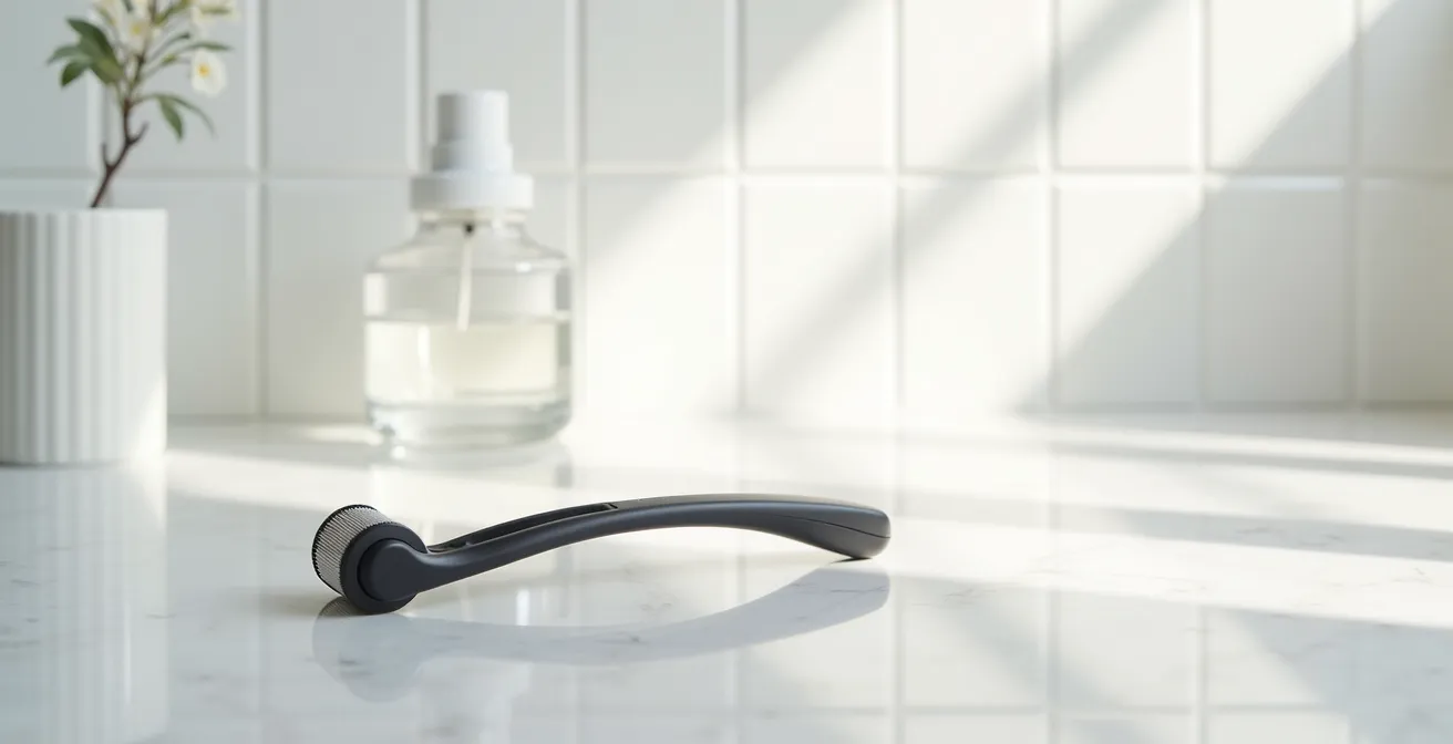 Dermaroller Behandlung auf der Kopfhaut für Haarwachstum