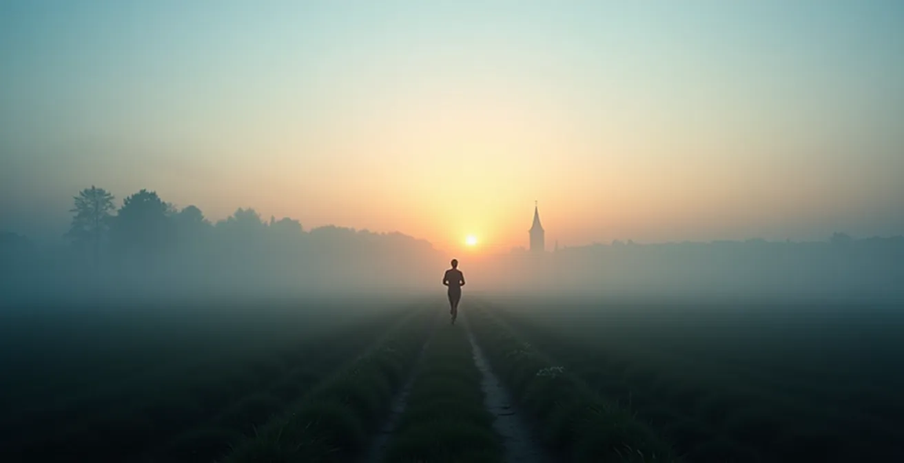 Morgendlicher Lauf bei Sonnenaufgang auf nüchternem Magen