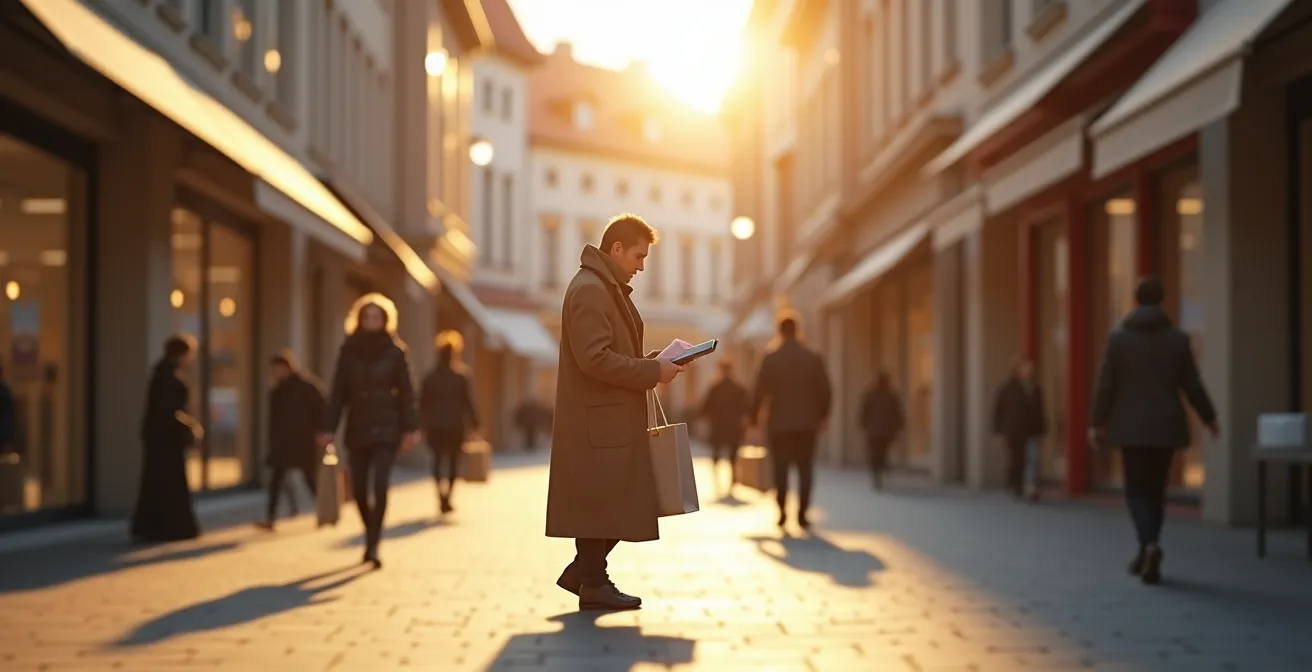 Strategische Outlet-Shopping-Szene in deutscher Outlet-Stadt