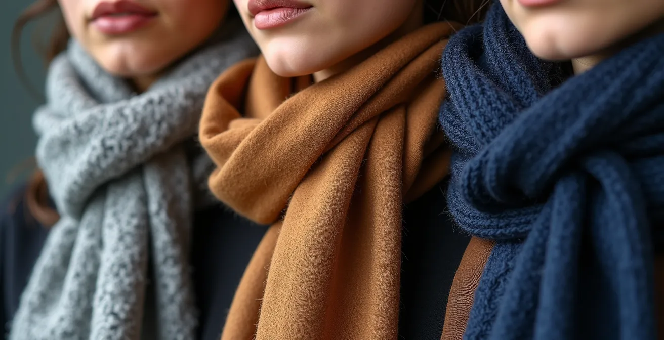 Verschiedene moderne Schal-Bindetechniken, die lässige Eleganz ausstrahlen.
